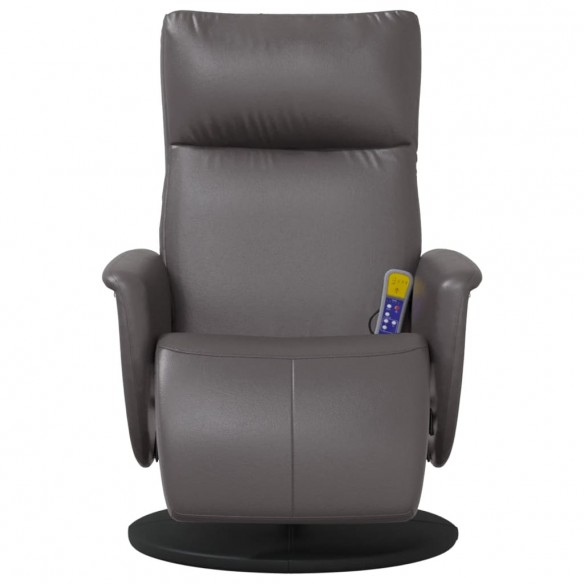 Fauteuil inclinable de massage repose-pieds gris similicuir