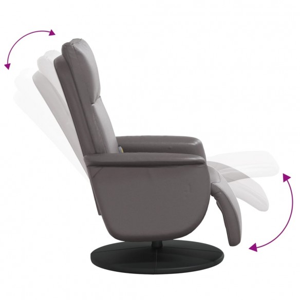 Fauteuil inclinable de massage repose-pieds gris similicuir