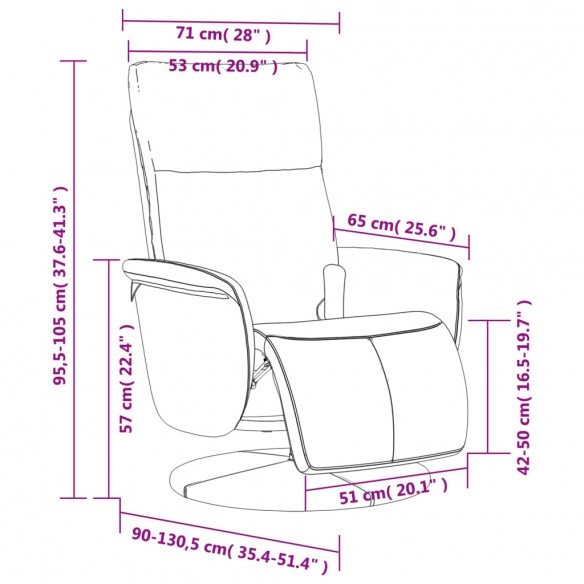 Fauteuil inclinable de massage repose-pieds gris similicuir