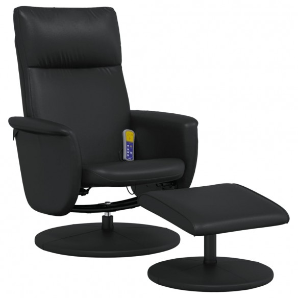 Fauteuil inclinable de massage avec repose-pied noir similicuir