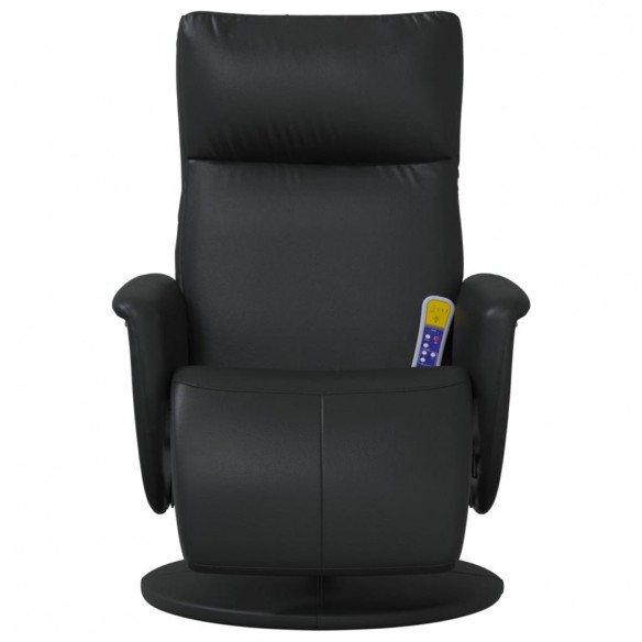 Fauteuil inclinable de massage repose-pieds noir similicuir