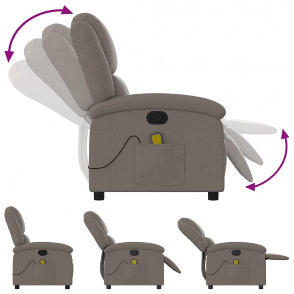 Fauteuil de massage inclinable Taupe Tissu