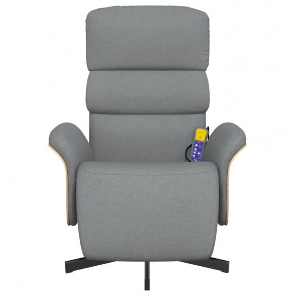 Fauteuil inclinable de massage et repose-pieds gris clair tissu