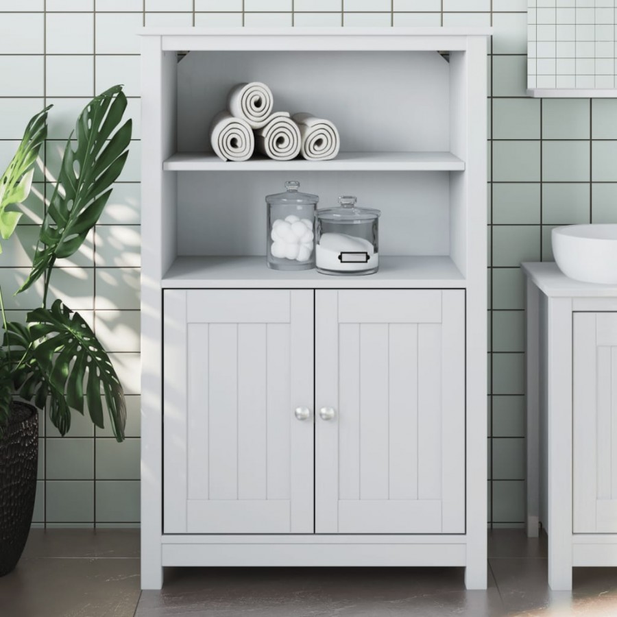 Armoire de salle de bain BERG blanc 69,5x34x110 cm pin massif