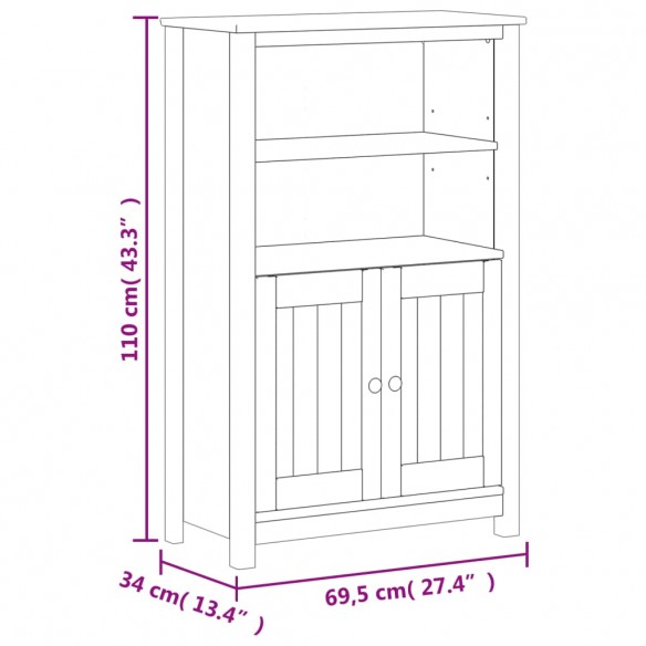 Armoire de salle de bain BERG blanc 69,5x34x110 cm pin massif