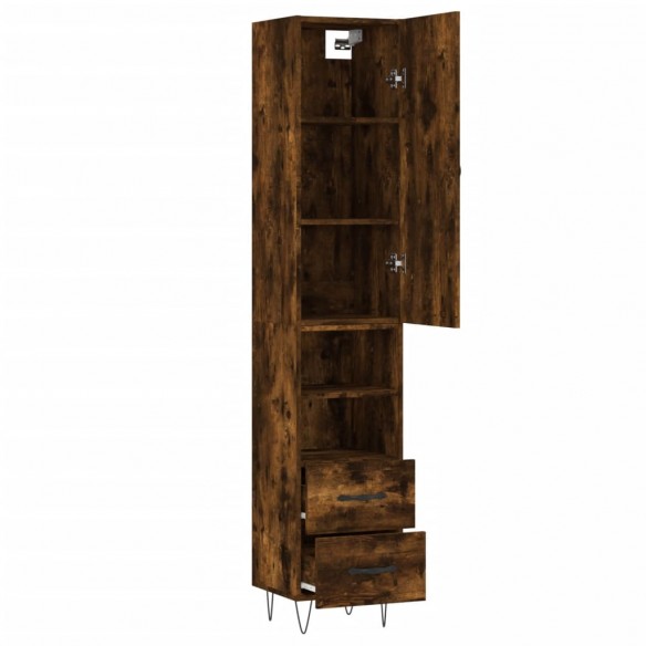 Buffet haut Chêne fumé 34,5x34x180 cm Bois d'ingénierie