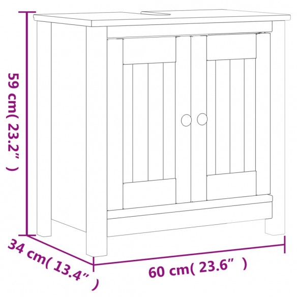 Meuble de salle de bain BERG blanc 60x34x59 cm bois pin massif