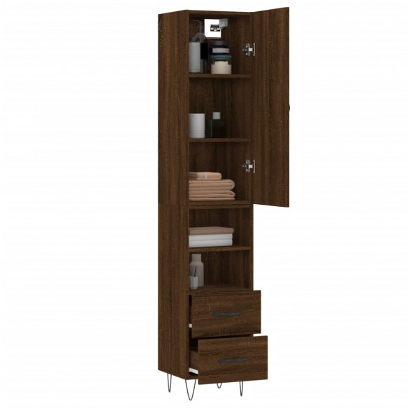 Buffet haut Chêne marron 34,5x34x180 cm Bois d'ingénierie