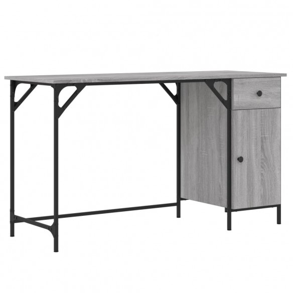 Bureau d'ordinateur sonoma gris 131x48x75 cm bois d’ingénierie