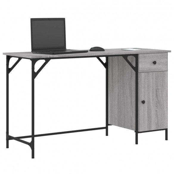 Bureau d'ordinateur sonoma gris 131x48x75 cm bois d’ingénierie