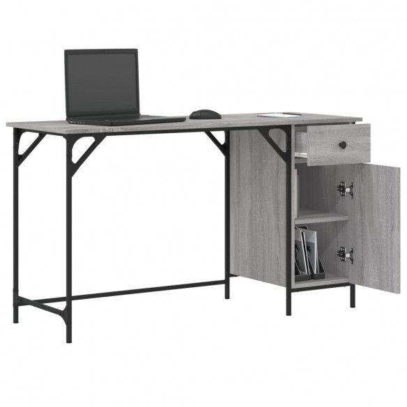 Bureau d'ordinateur sonoma gris 131x48x75 cm bois d’ingénierie