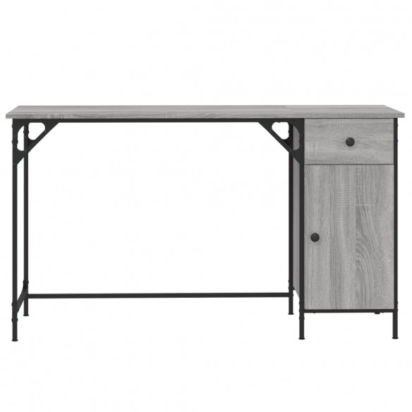 Bureau d'ordinateur sonoma gris 131x48x75 cm bois d’ingénierie