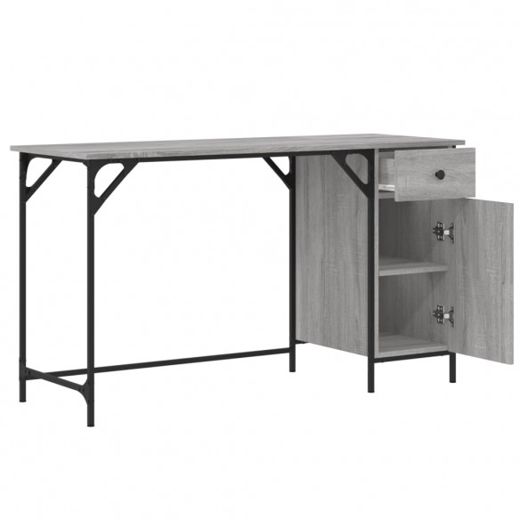 Bureau d'ordinateur sonoma gris 131x48x75 cm bois d’ingénierie