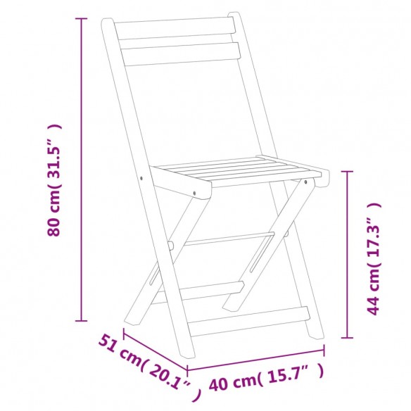 Chaises de bistrot pliantes lot de 8 bois d'acacia solide