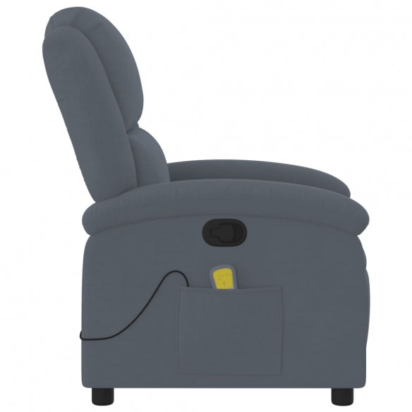 Fauteuil de massage inclinable gris foncé velours