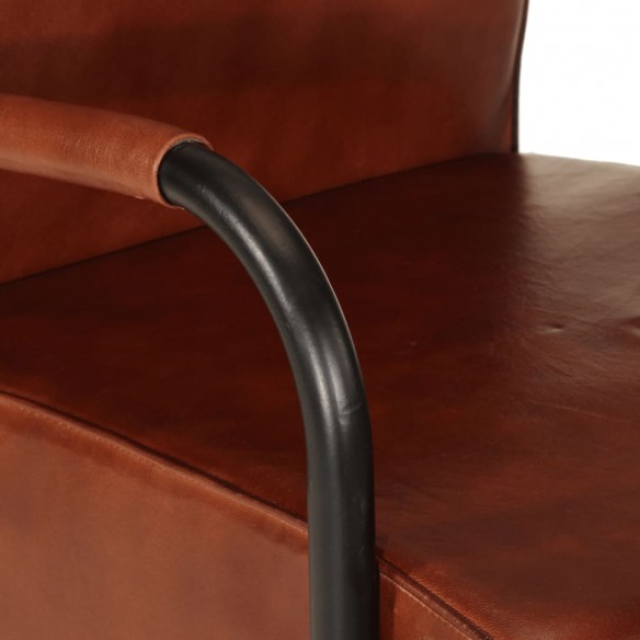 Fauteuil marron cuir véritable