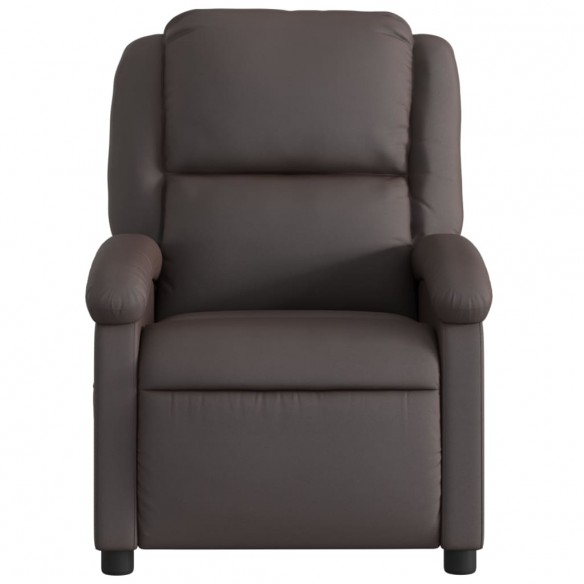 Fauteuil inclinable marron foncé cuir véritable