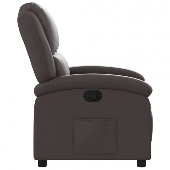 Fauteuil inclinable marron foncé cuir véritable