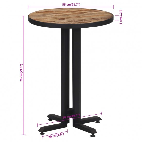 Table de bistro ronde Ø55x76 cm teck de récupération massif