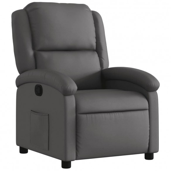 Fauteuil inclinable gris cuir véritable