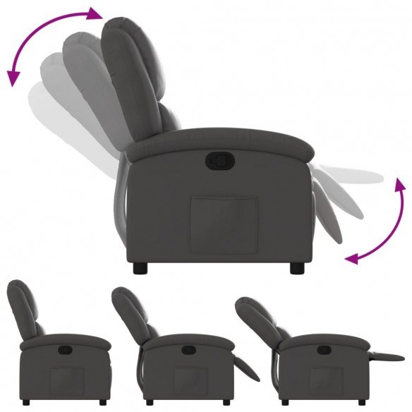 Fauteuil inclinable gris cuir véritable