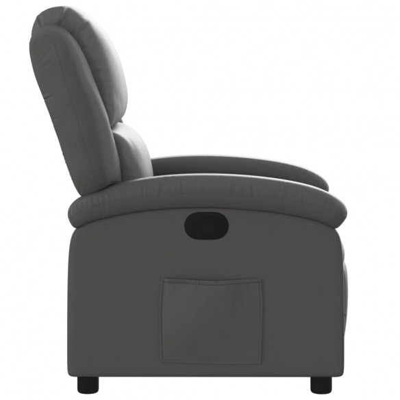 Fauteuil inclinable gris cuir véritable