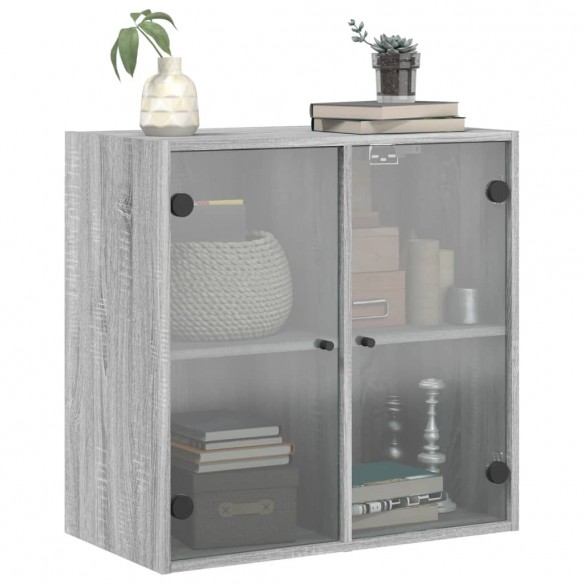 Armoire murale avec portes en verre sonoma gris 68x37x68,5 cm