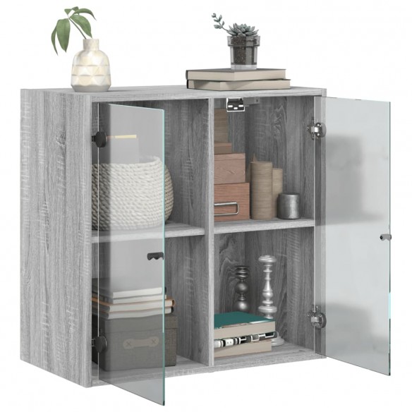 Armoire murale avec portes en verre sonoma gris 68x37x68,5 cm