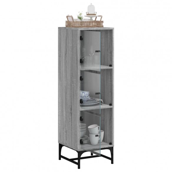 Buffet avec portes en verre sonoma gris 35x37x120 cm