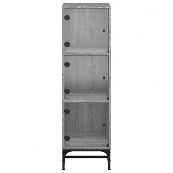 Buffet avec portes en verre sonoma gris 35x37x120 cm