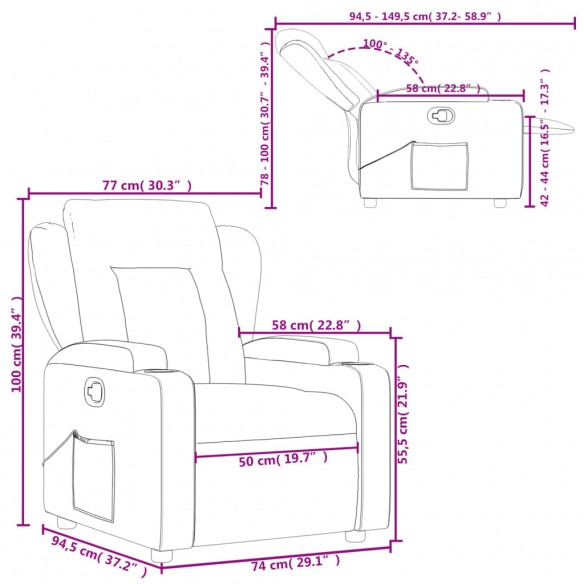 Fauteuil inclinable Gris clair Tissu