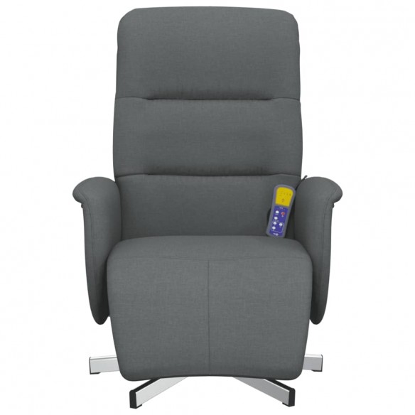 Fauteuil inclinable de massage et repose-pieds gris foncé tissu