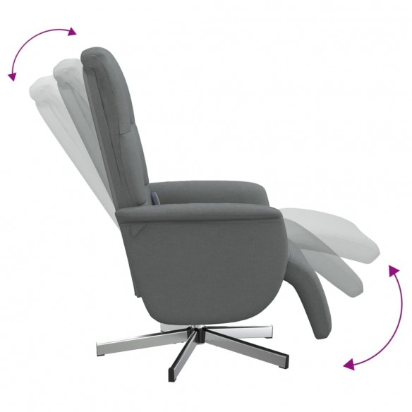 Fauteuil inclinable de massage et repose-pieds gris foncé tissu