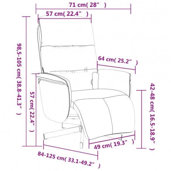 Fauteuil inclinable de massage et repose-pieds gris foncé tissu