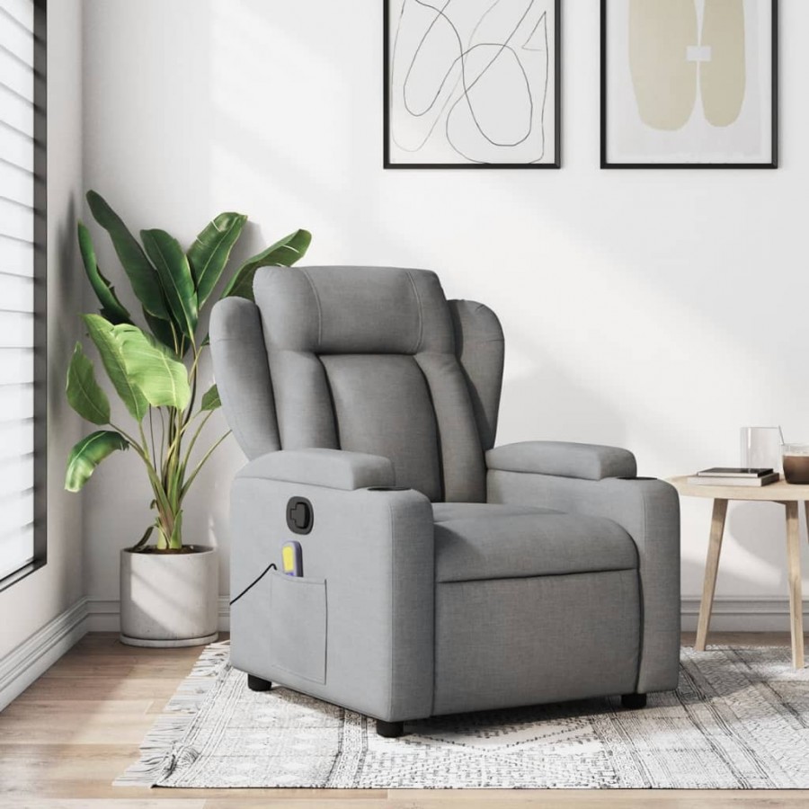 Fauteuil de massage inclinable Gris clair Tissu