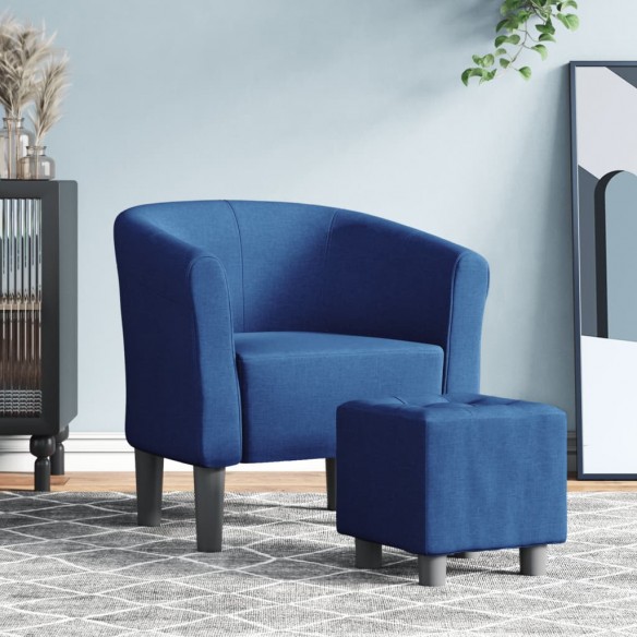 Fauteuil cabriolet avec repose-pied bleu tissu