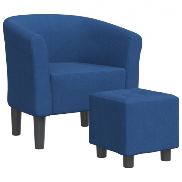 Fauteuil cabriolet avec repose-pied bleu tissu