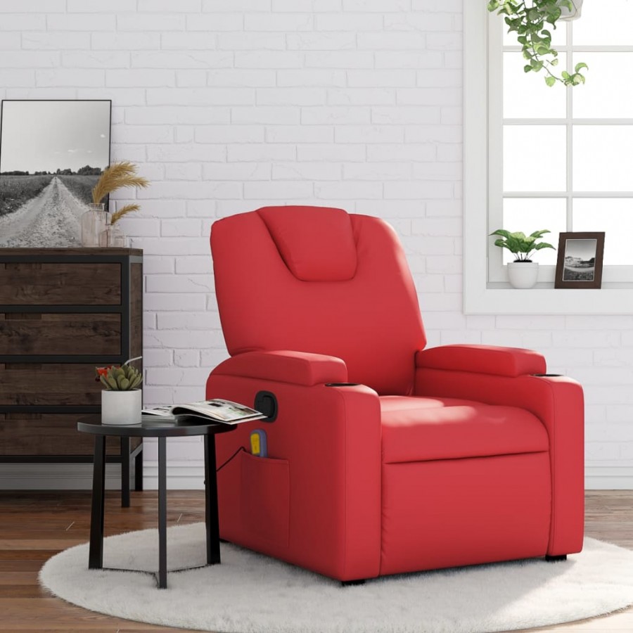 Fauteuil de massage inclinable rouge similicuir