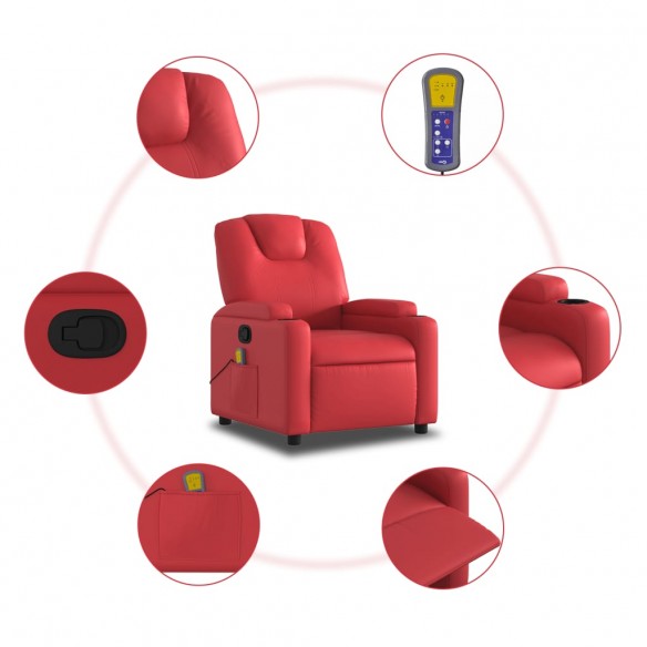 Fauteuil de massage inclinable rouge similicuir