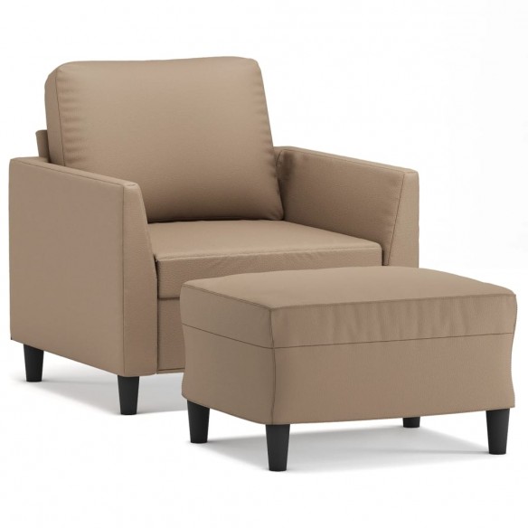 Fauteuil avec repose-pied Cappuccino 60 cm Similicuir