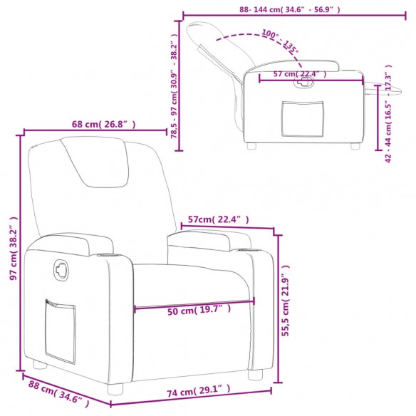 Fauteuil inclinable Rouge bordeaux Similicuir