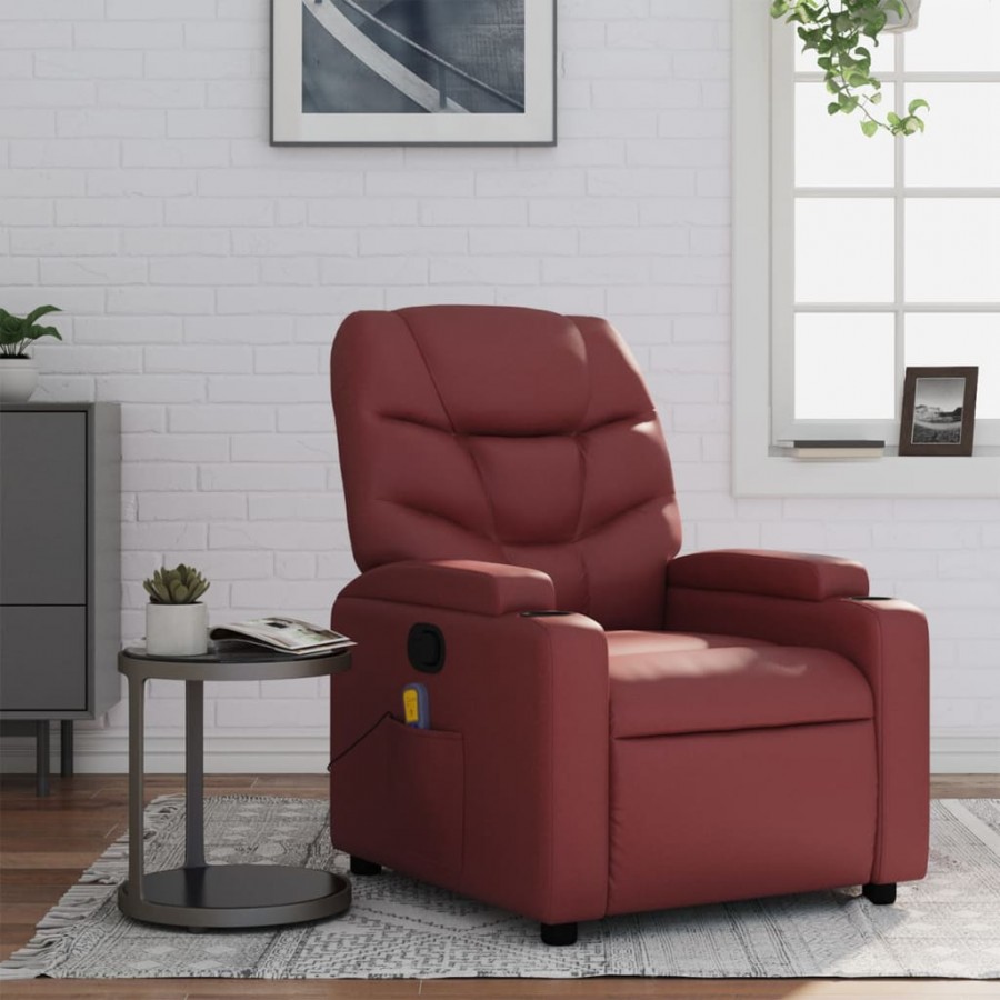 Fauteuil de massage inclinable Rouge bordeaux Similicuir