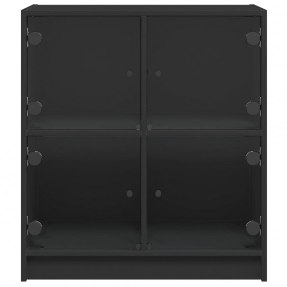 Armoire latérale avec portes en verre noir 68x37x75,5 cm