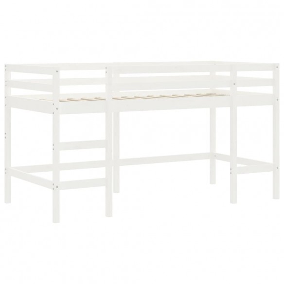 Lit mezzanine enfants et rideaux bleu 80x200cm bois pin massif