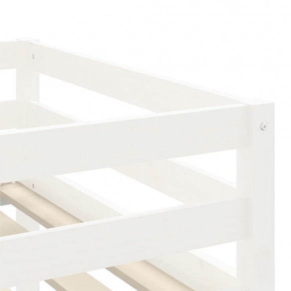 Lit mezzanine enfants et rideaux bleu 80x200cm bois pin massif