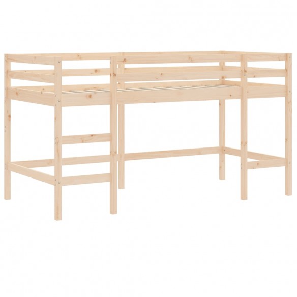 Lit mezzanine enfants avec tunnel rose 80x200cm bois pin massif