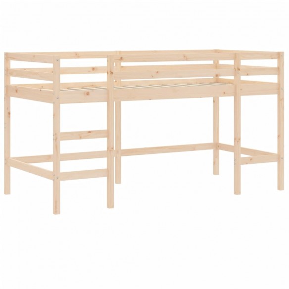 Lit mezzanine enfants et rideaux blanc/noir 90x190cm pin massif