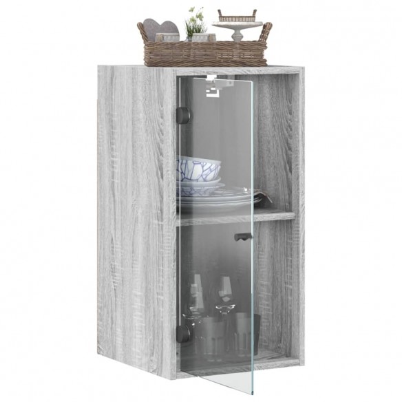 Armoire murale avec portes en verre sonoma gris 35x37x68,5 cm