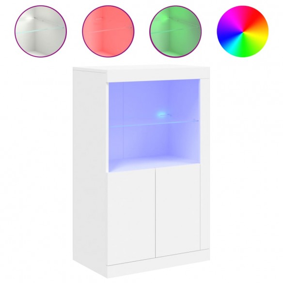 Armoire latérale avec éclairage LED blanc bois d'ingénierie