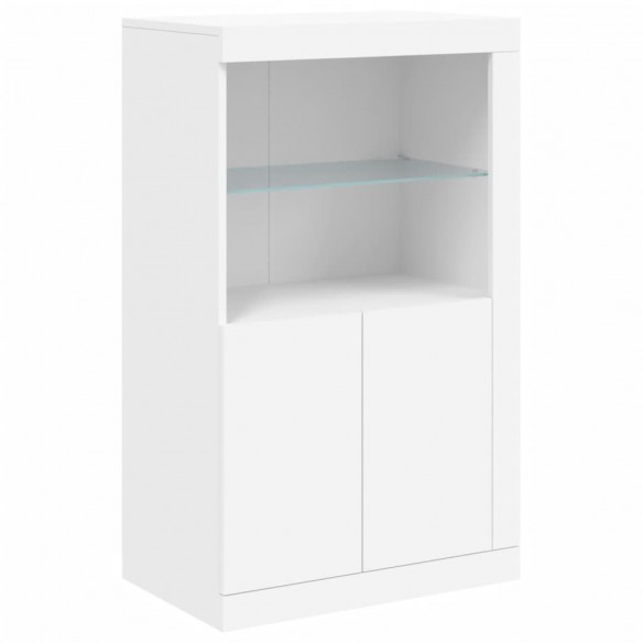 Armoire latérale avec éclairage LED blanc bois d'ingénierie